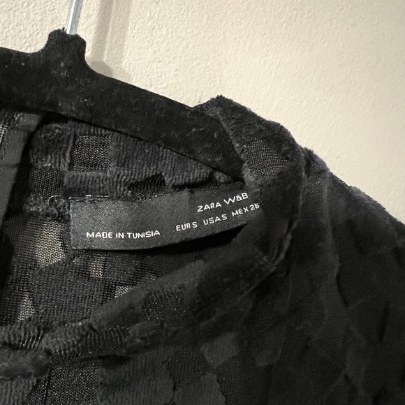 Zara black mock neck short sleeve see-through top - Picture 3 of 3